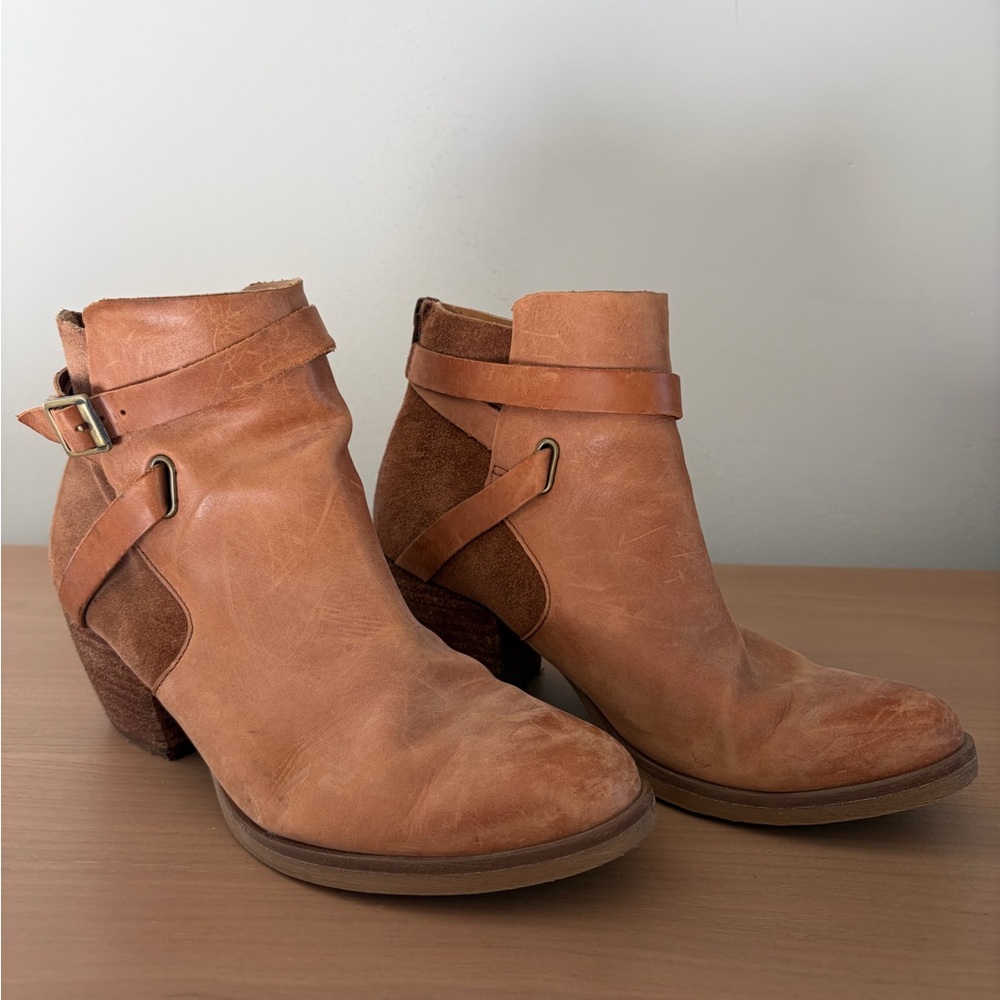Kork-Ease Brown Leather Ankle Booties